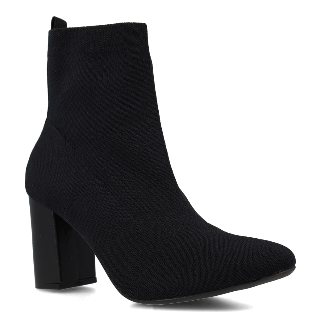 Bota Via Marte Knit Salto Bloco Preta vista lateral para ajuste e conforto